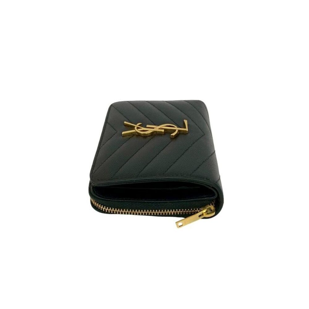 Saint Laurent Paris YSL Leather Bifold Wallet Compact Zip Around - Picture 4 of 10